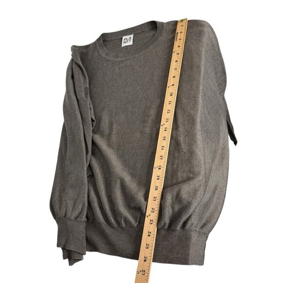 Planet by Lauren G Taupe Gray Striped Knit Top Women’s One Size Minimalist - Picture 4 of 8